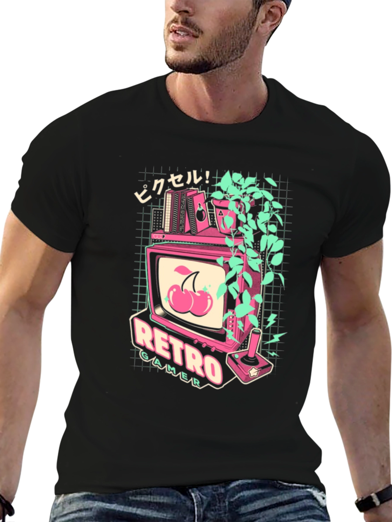Retro Gamer Black T-Shirt With Arcade Design