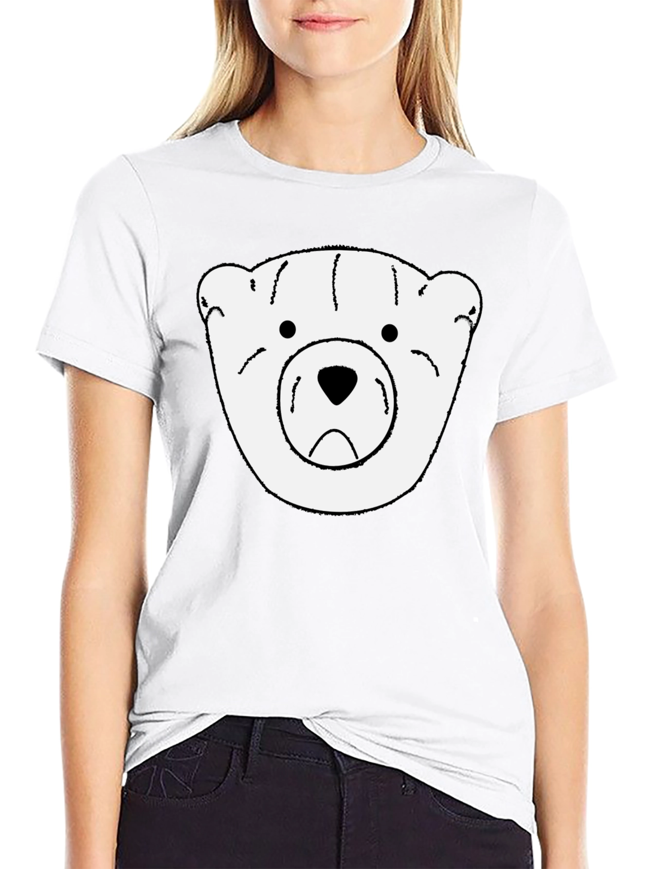 Black T-Shirt with White Bear Graphic