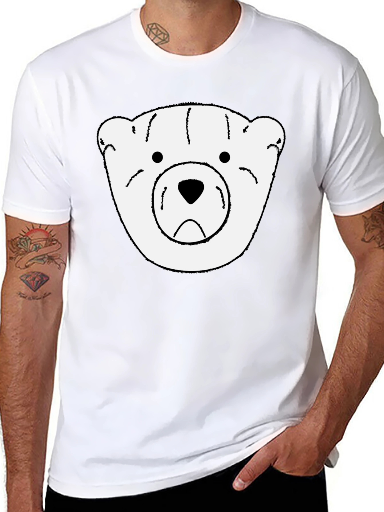Black T-Shirt with White Bear Graphic