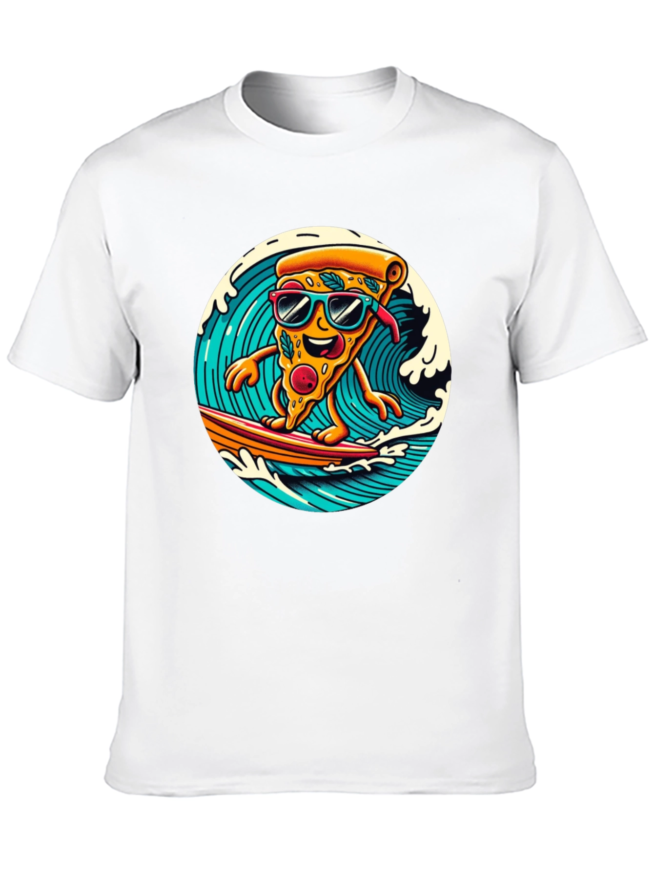 Surfing Pizza T-Shirt - Black