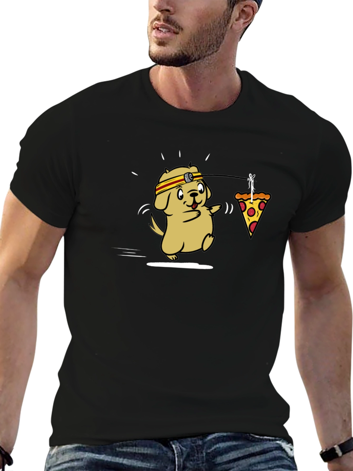 Dog Chasing Pizza T-Shirt