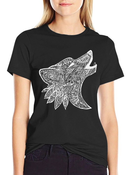 Wolf Graphic Print Black T-Shirt