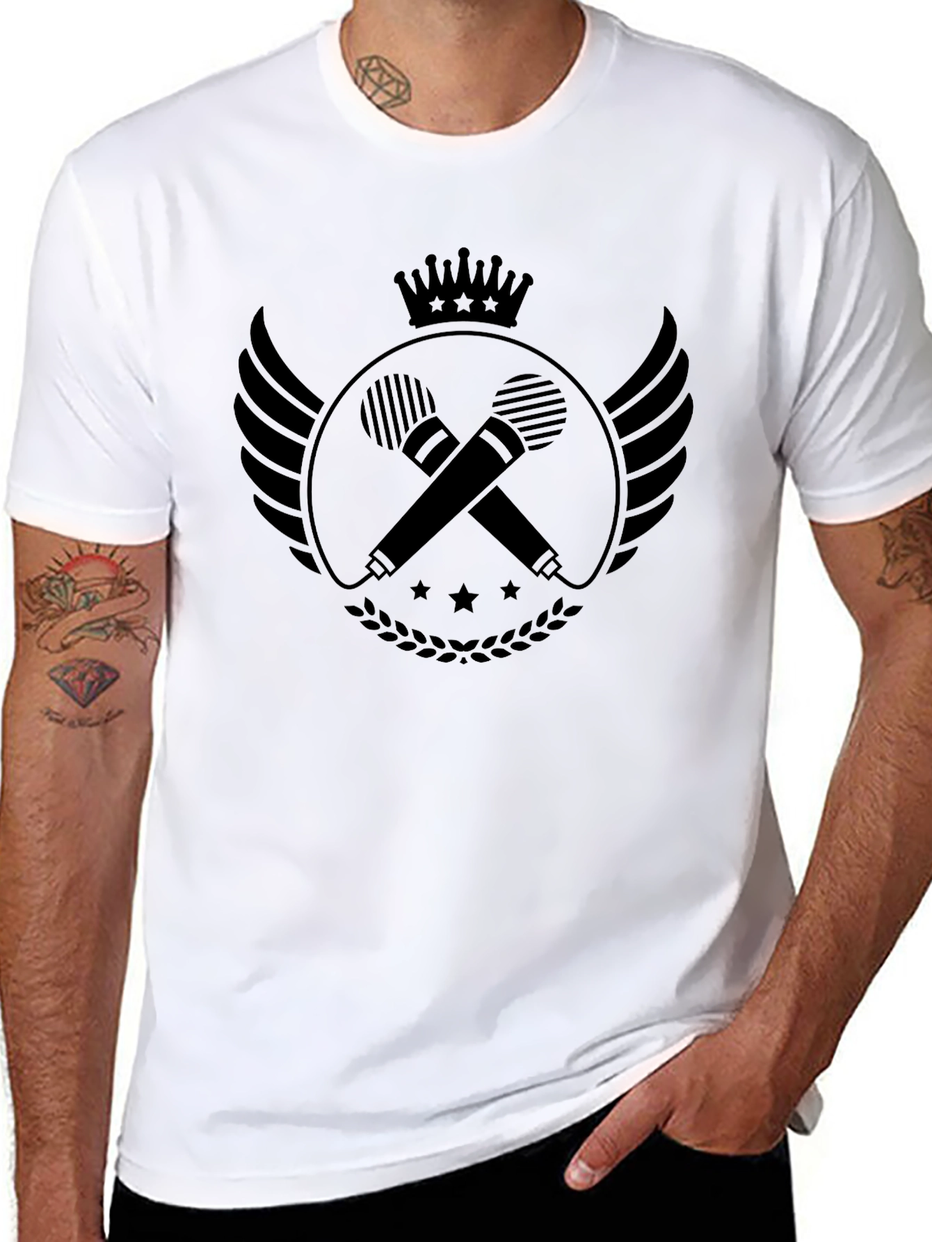 Crown Microphone Graphic T-Shirt - Black