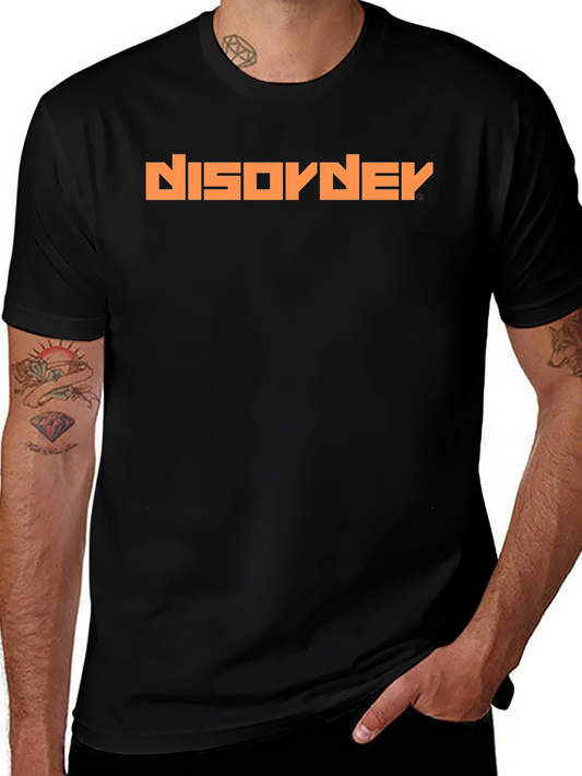 Disorder Graphic Tee - Edgy Pixel Font Black T-Shirt