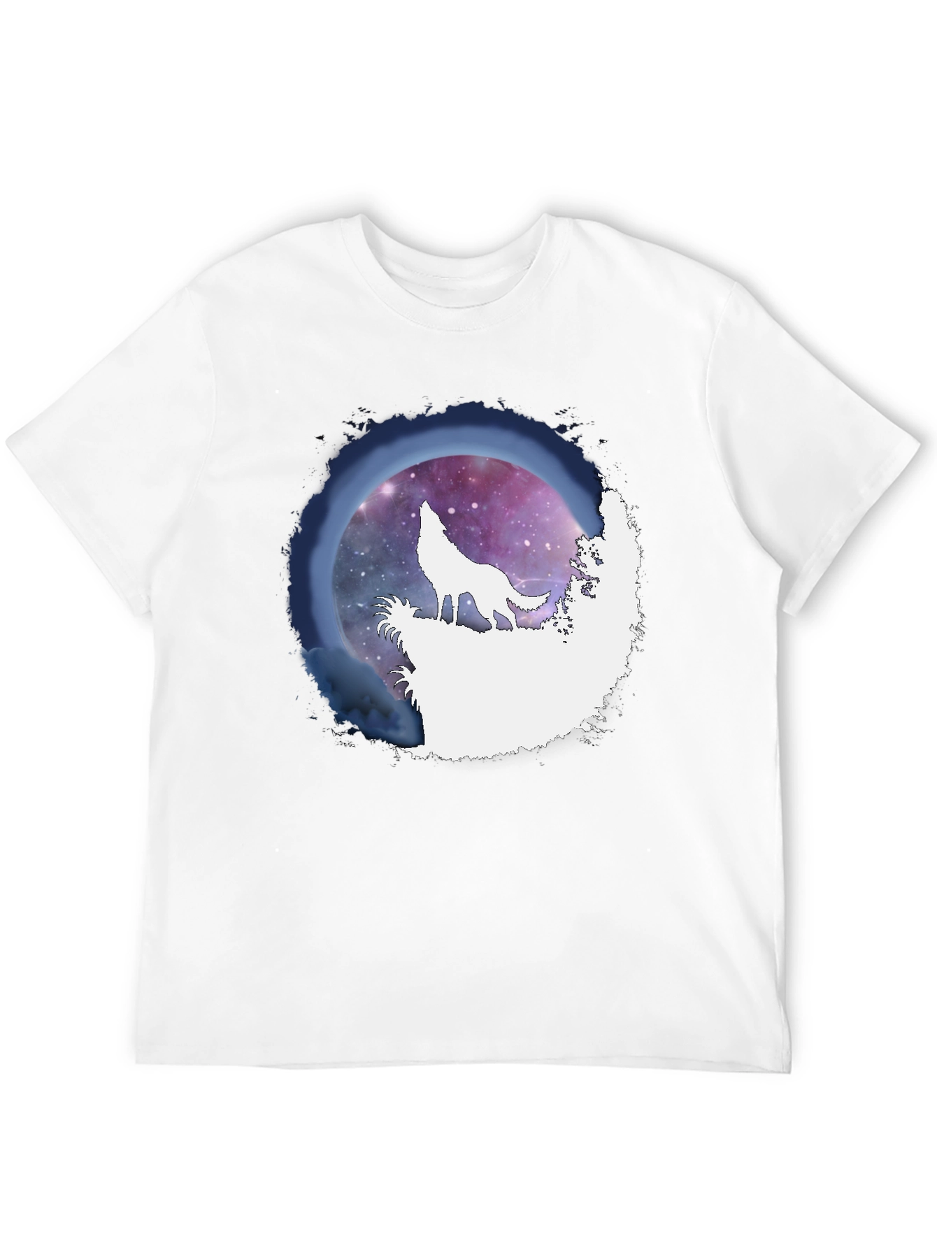 Wolf Howl Galaxy Print Black T-Shirt
