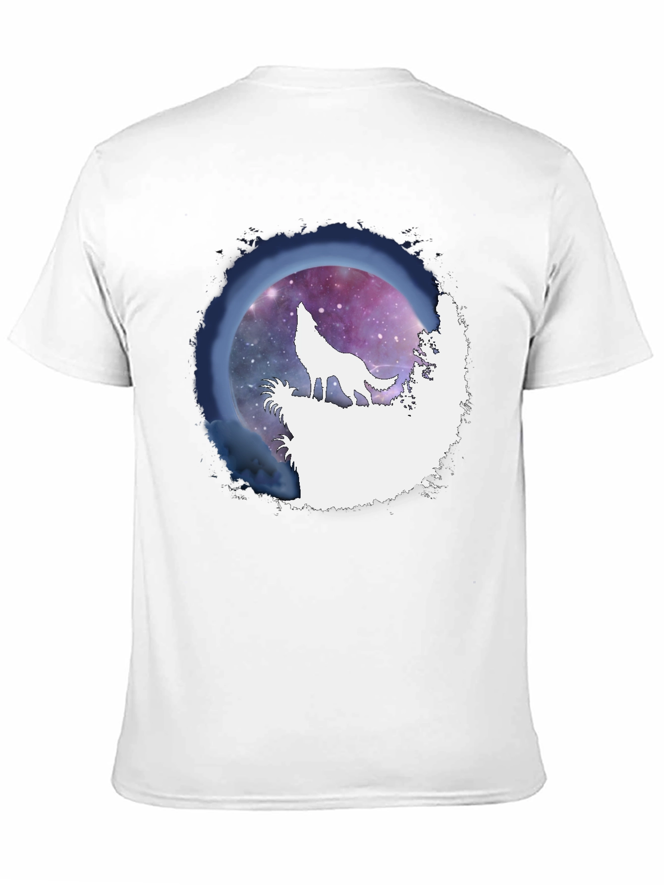 Wolf Howl Galaxy Print Black T-Shirt