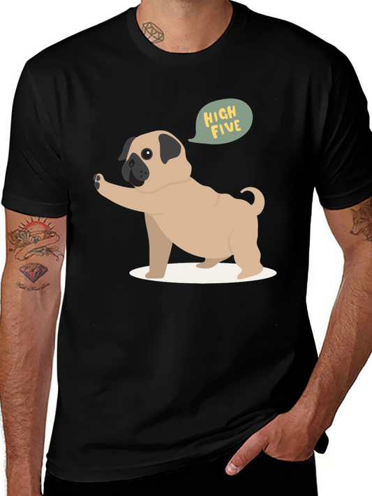 Pug High Five Graphic Tee - Black
