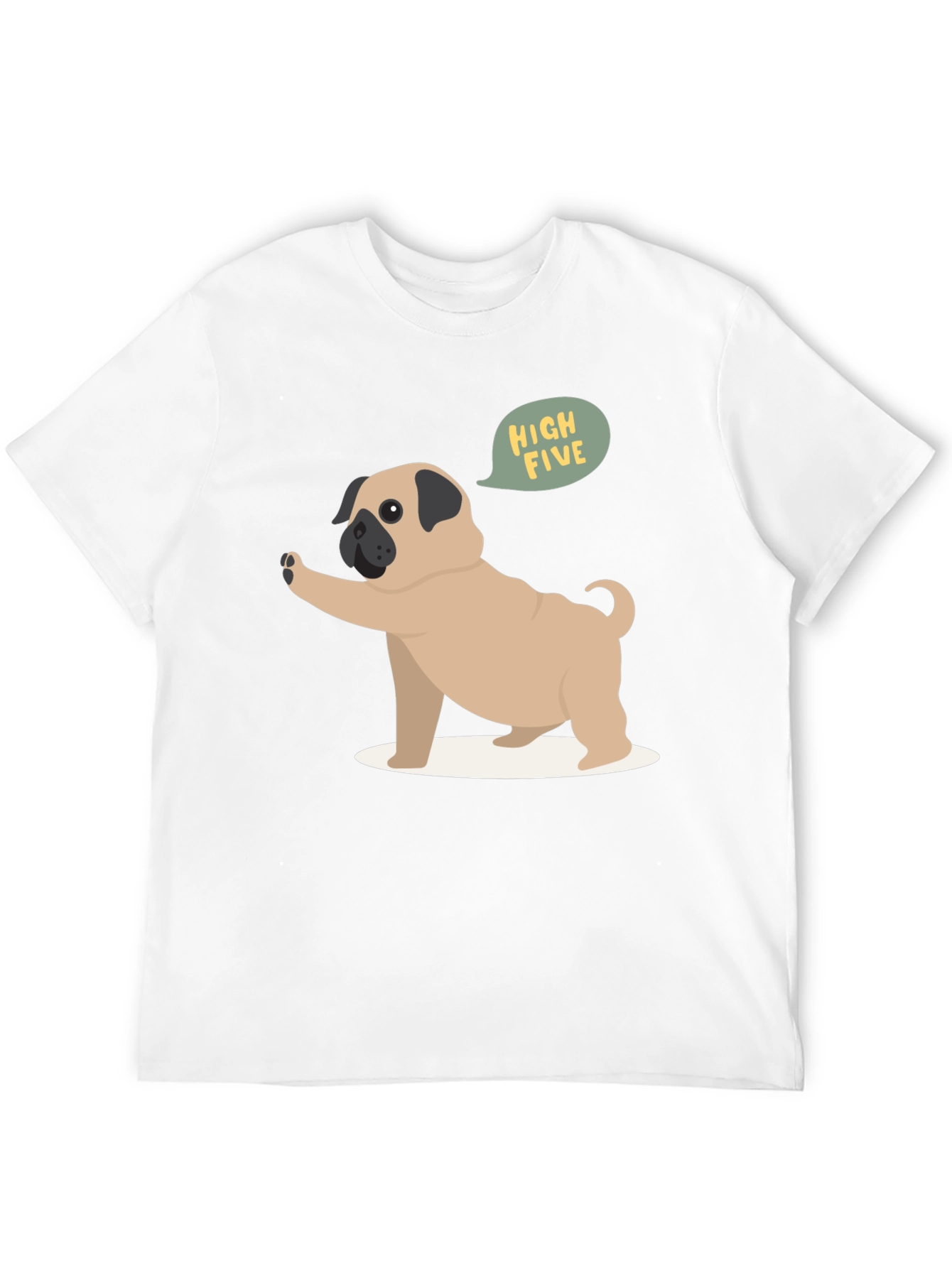 Pug High Five Graphic Tee - Black