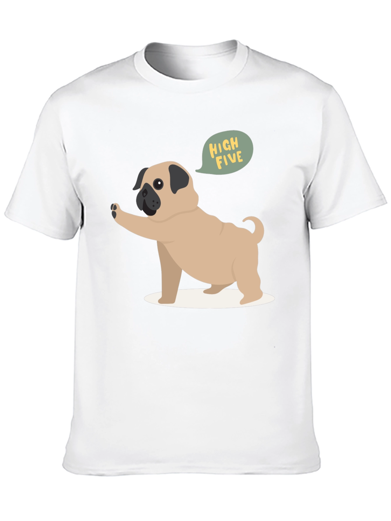 Pug High Five Graphic Tee - Black