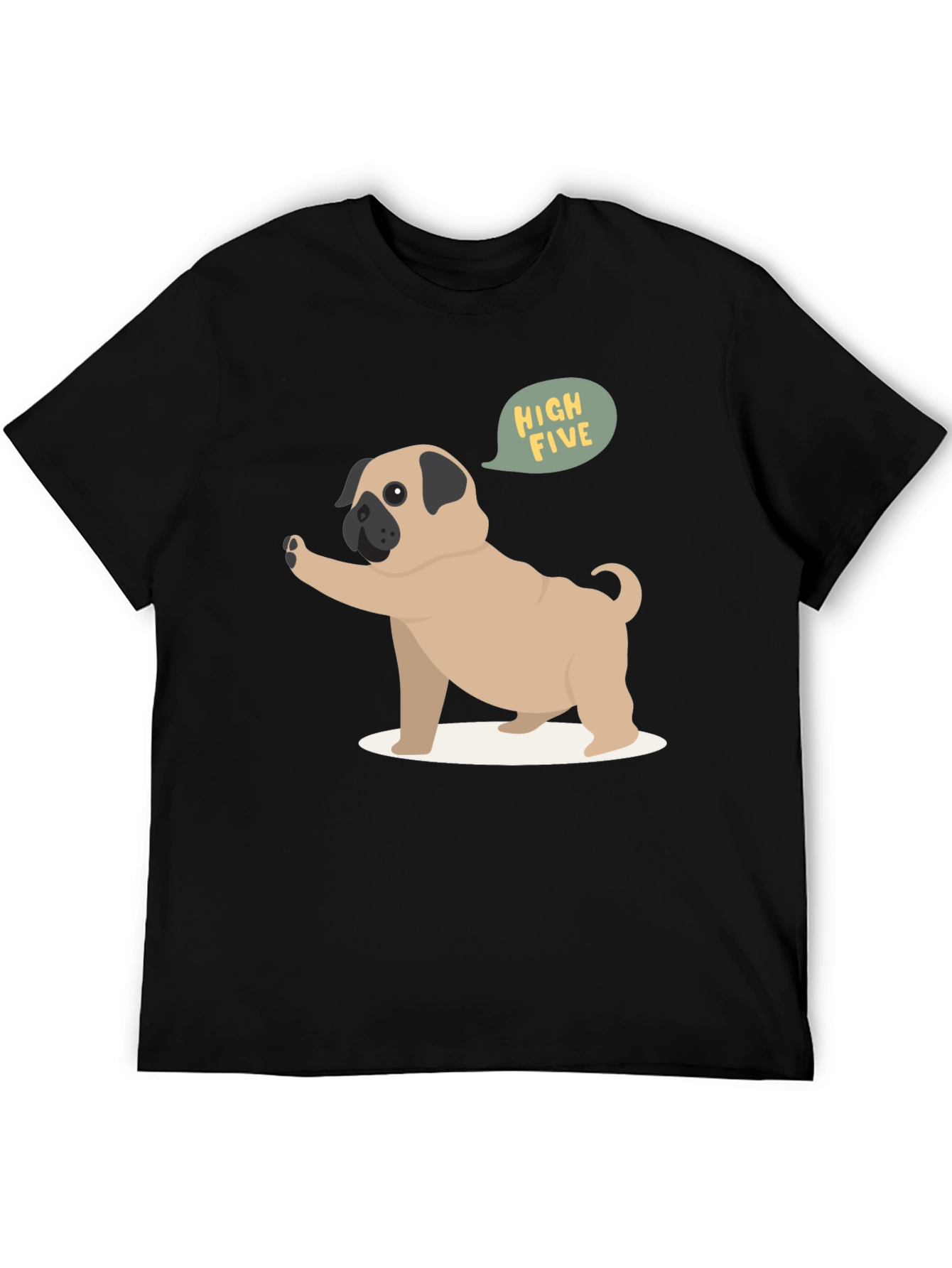 Pug High Five Graphic Tee - Black