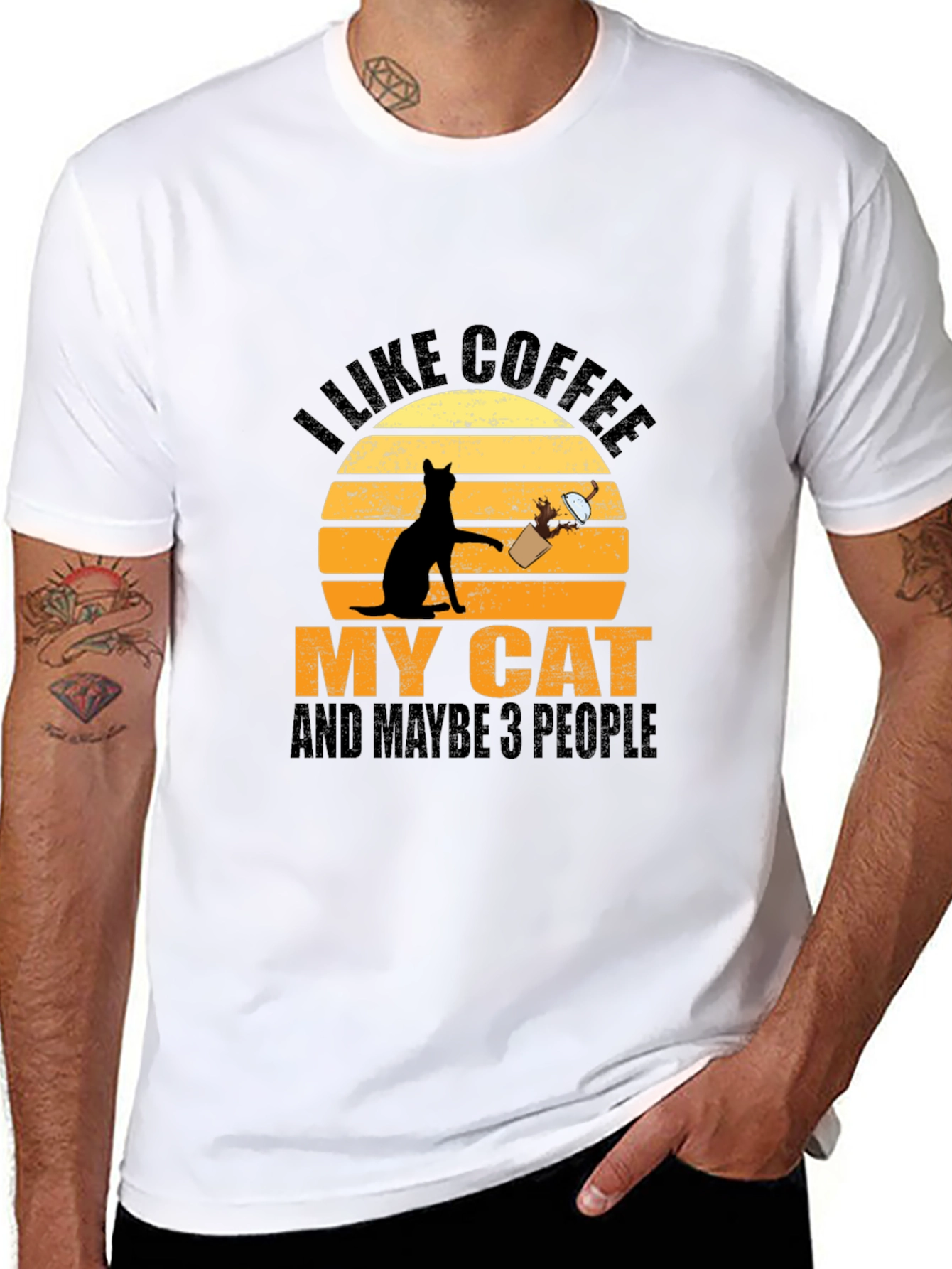 Coffee Cat and People T-Shirt