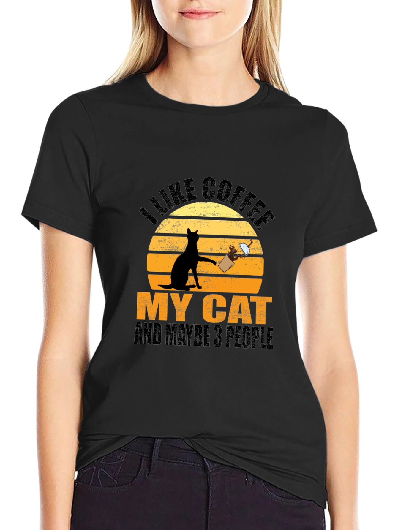 Coffee Cat and People T-Shirt