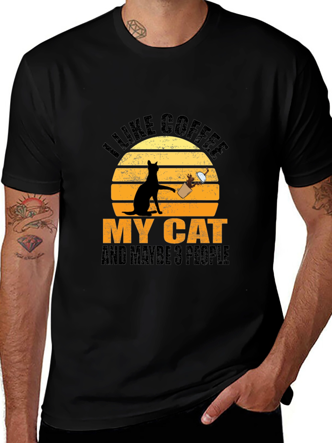 Coffee Cat and People T-Shirt