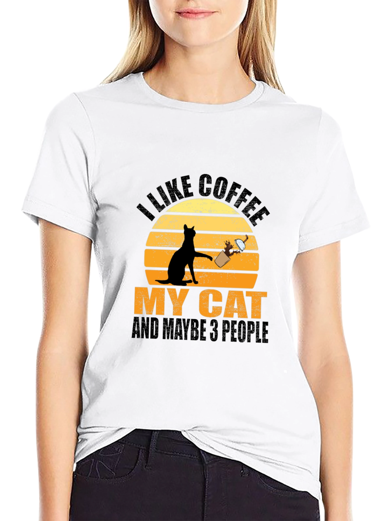 Coffee Cat and People T-Shirt