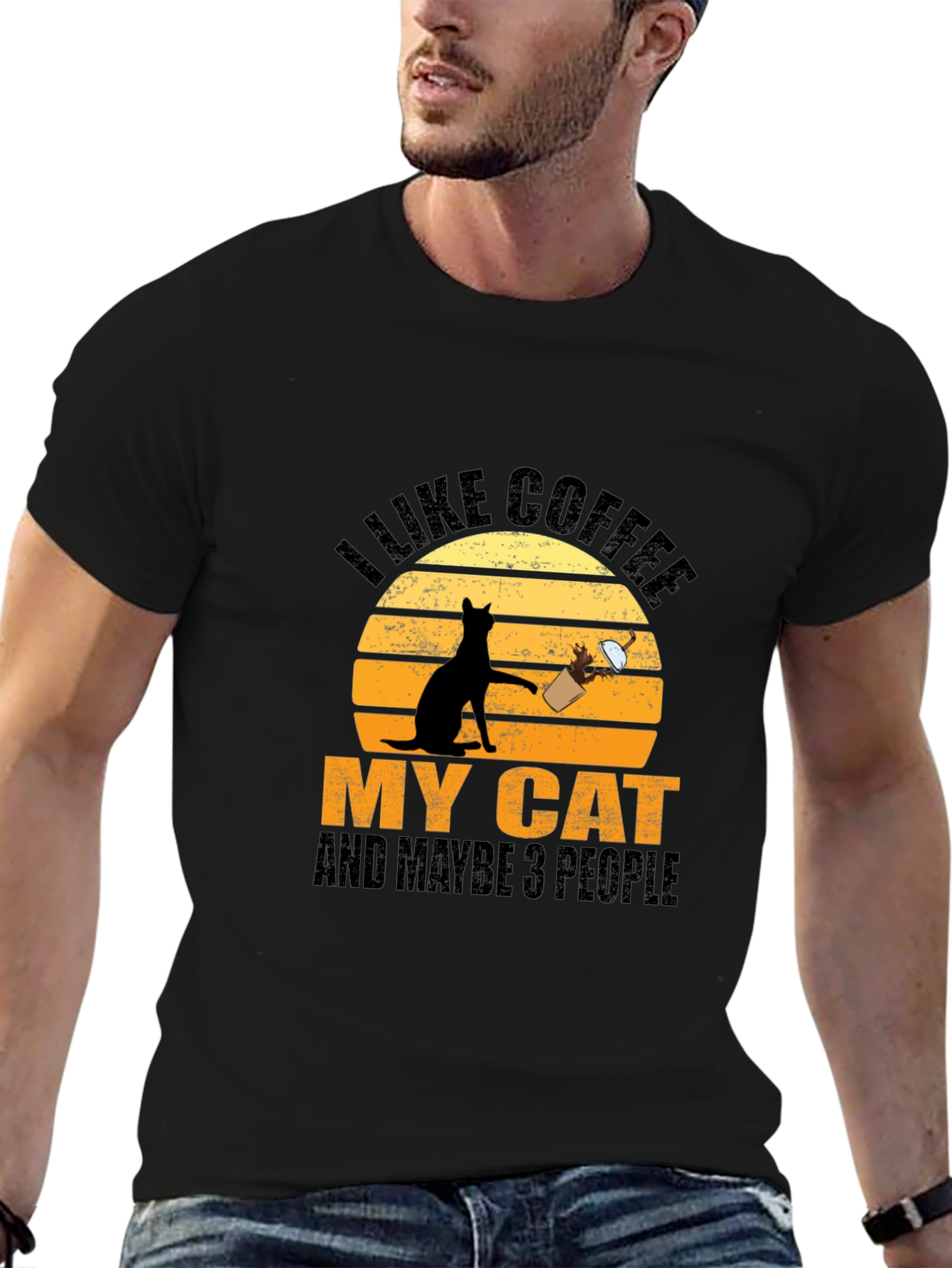 Coffee Cat and People T-Shirt