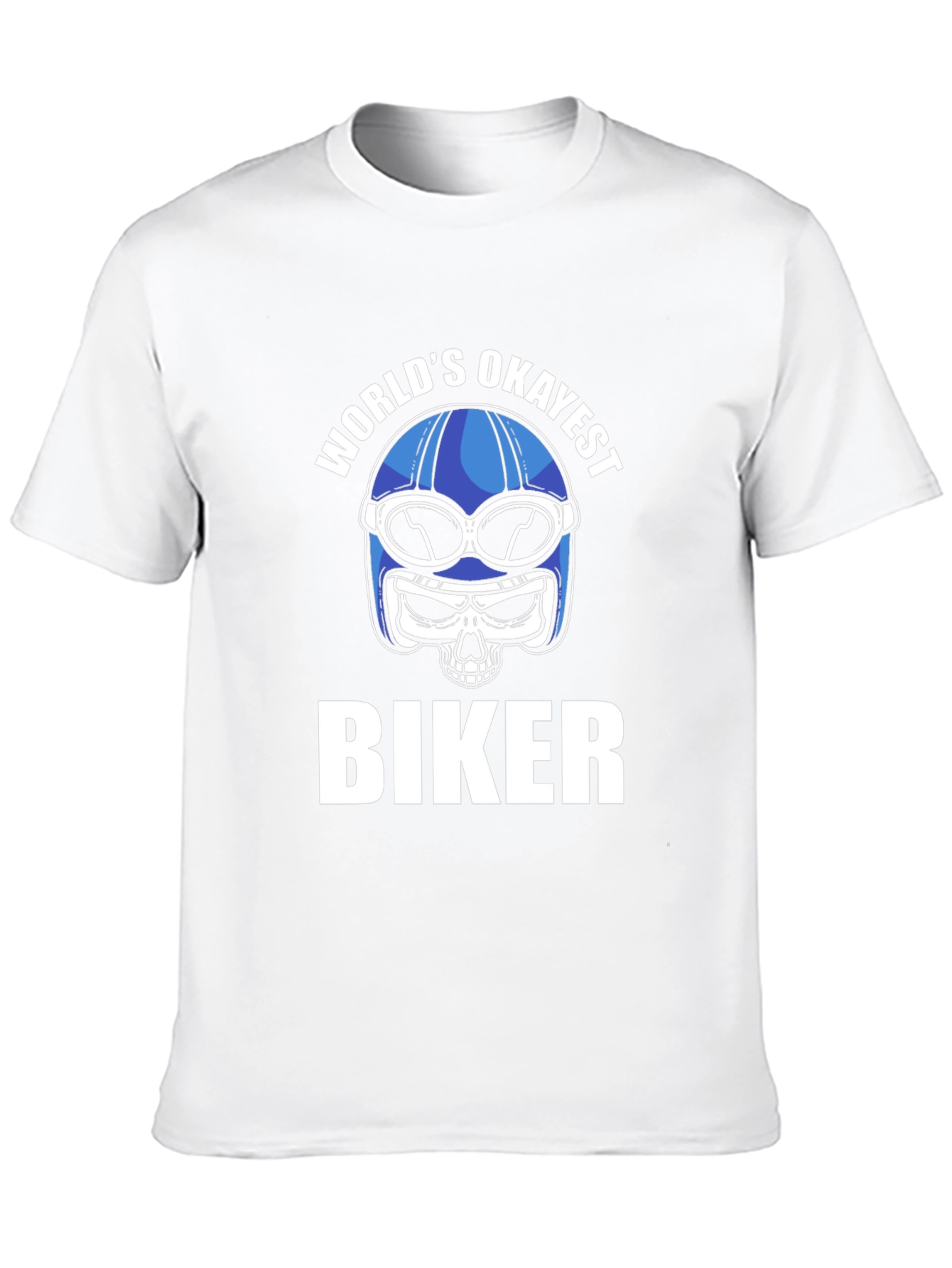 Worlds Okayest Biker T-Shirt - Skull Helmet Design