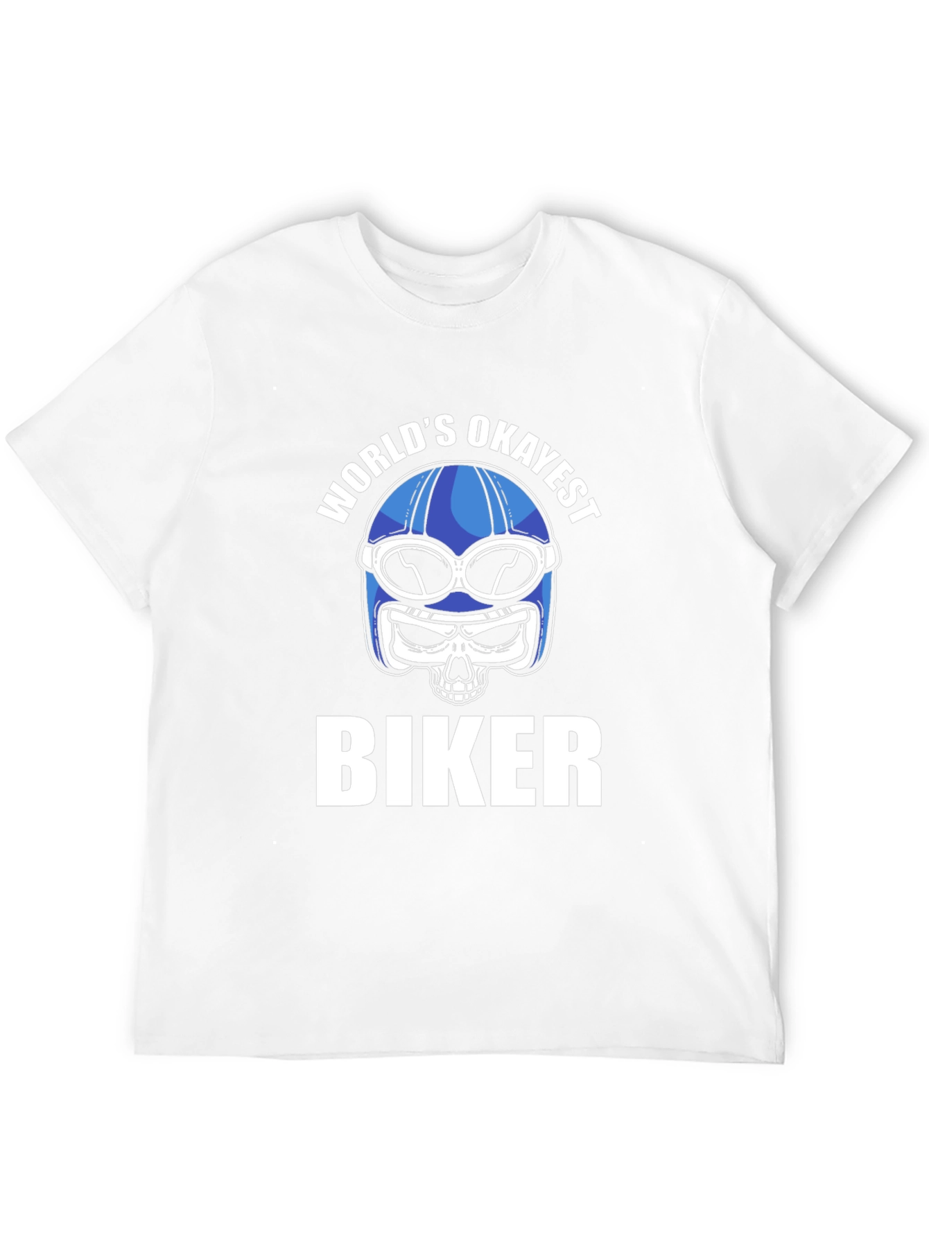 Worlds Okayest Biker T-Shirt - Skull Helmet Design