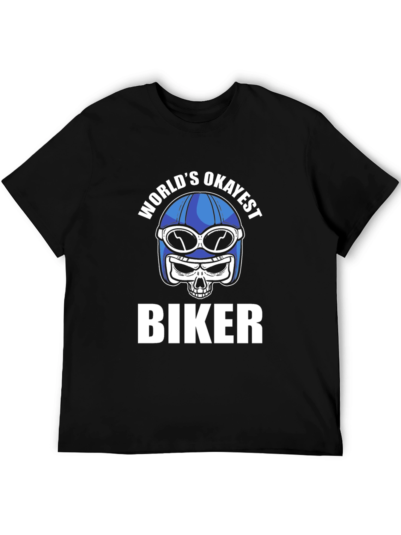Worlds Okayest Biker T-Shirt - Skull Helmet Design