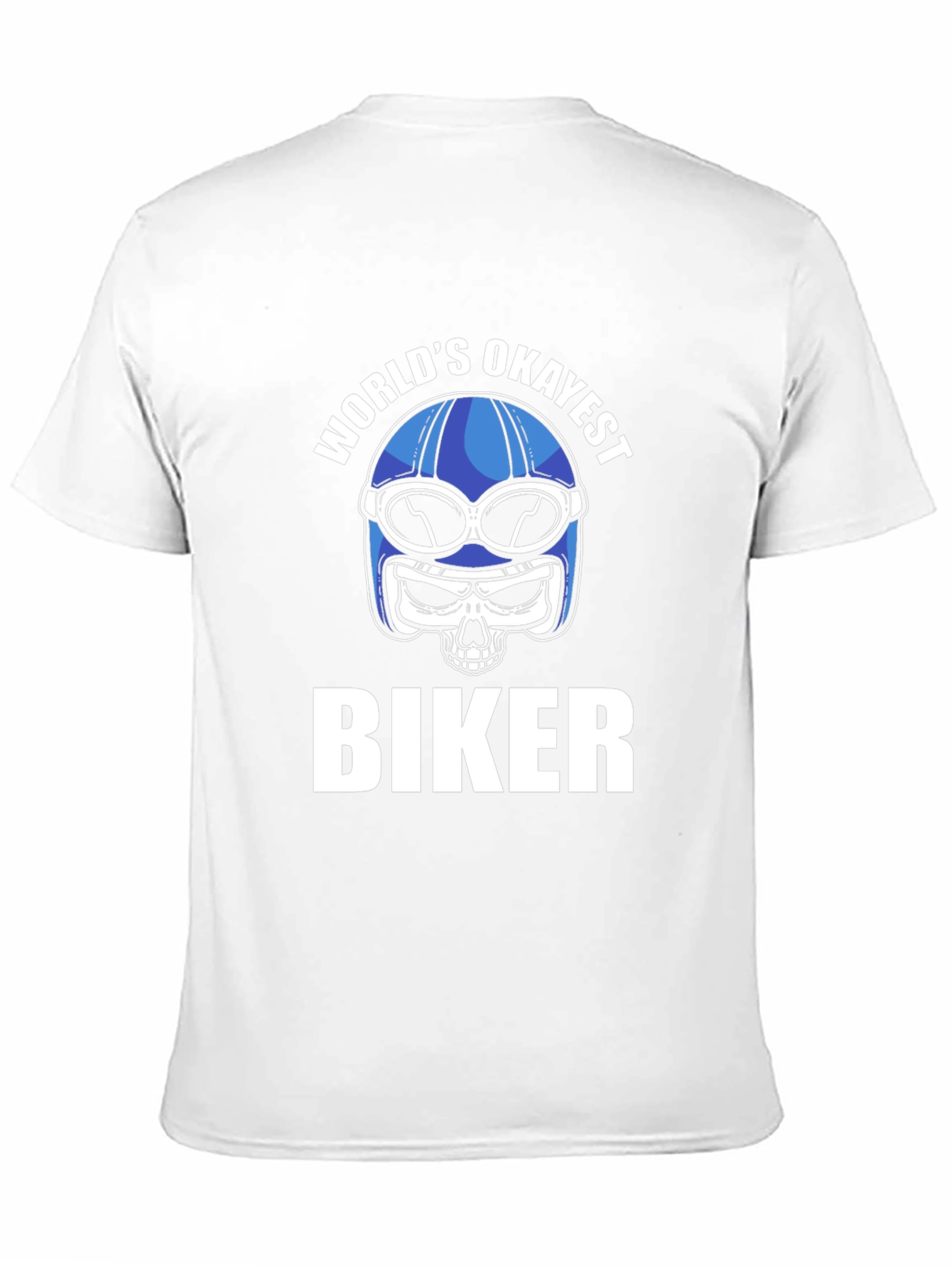 Worlds Okayest Biker T-Shirt - Skull Helmet Design