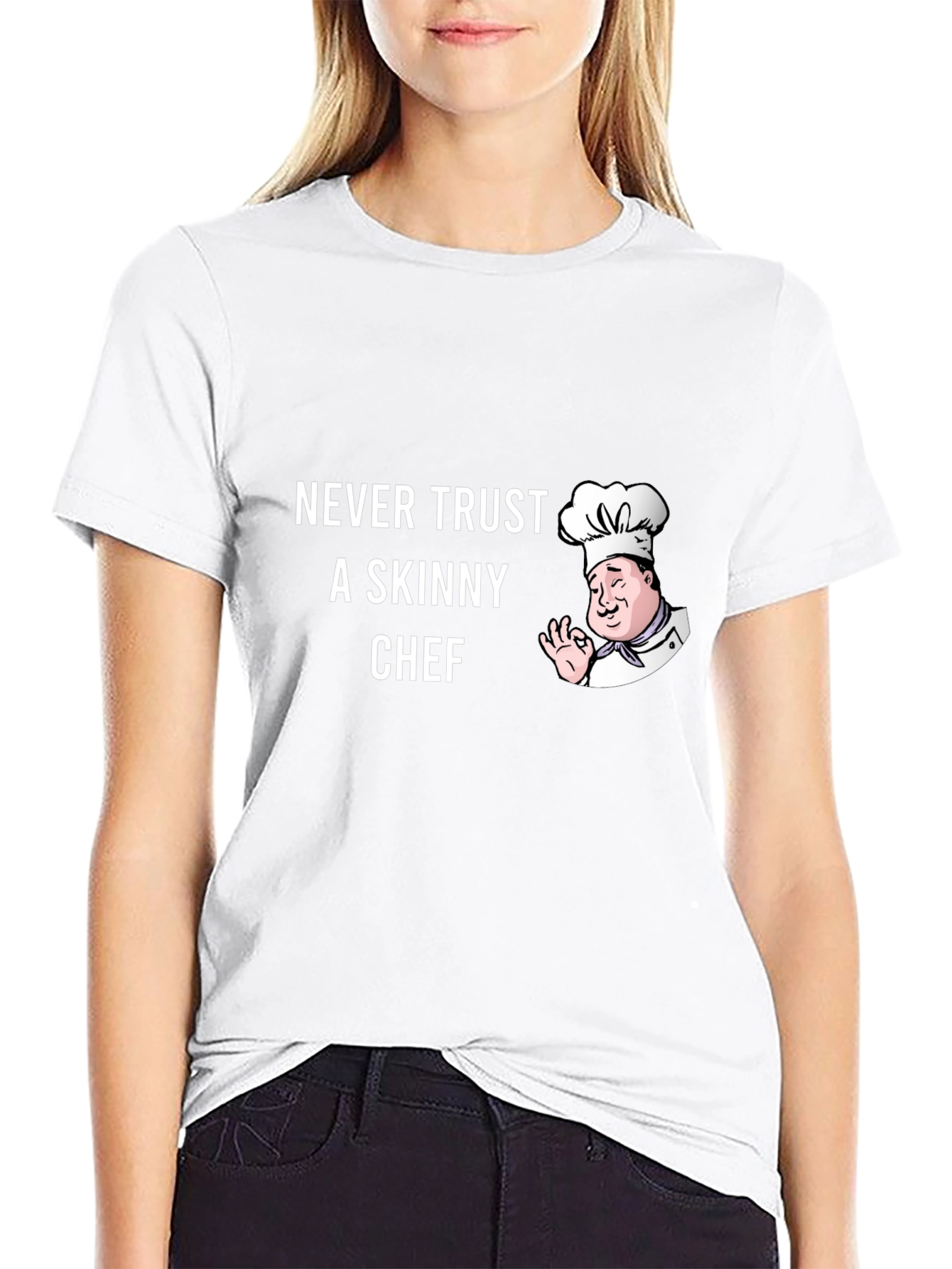 Funny Chef T-Shirt - Never Trust a Skinny Chef