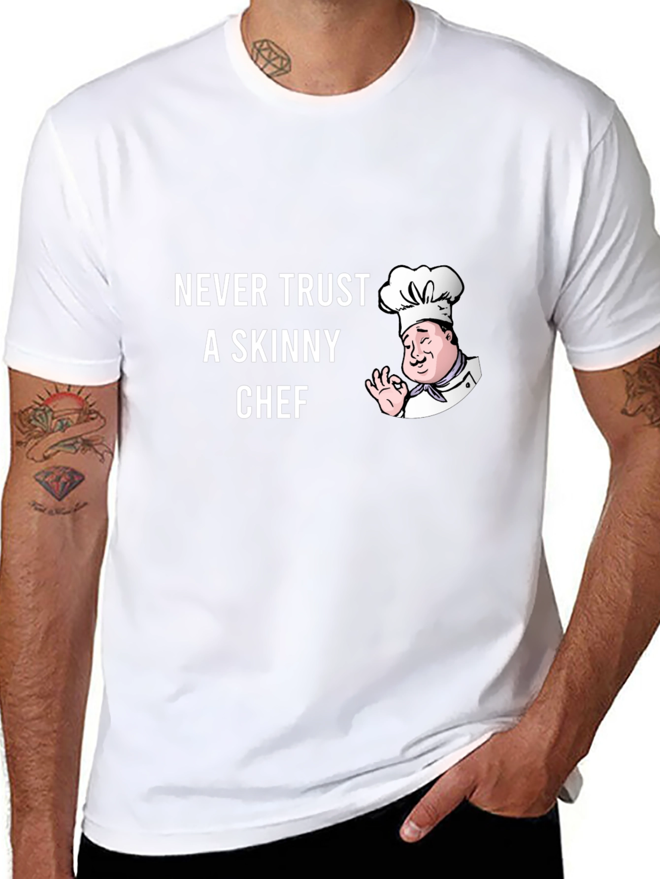 Funny Chef T-Shirt - Never Trust a Skinny Chef