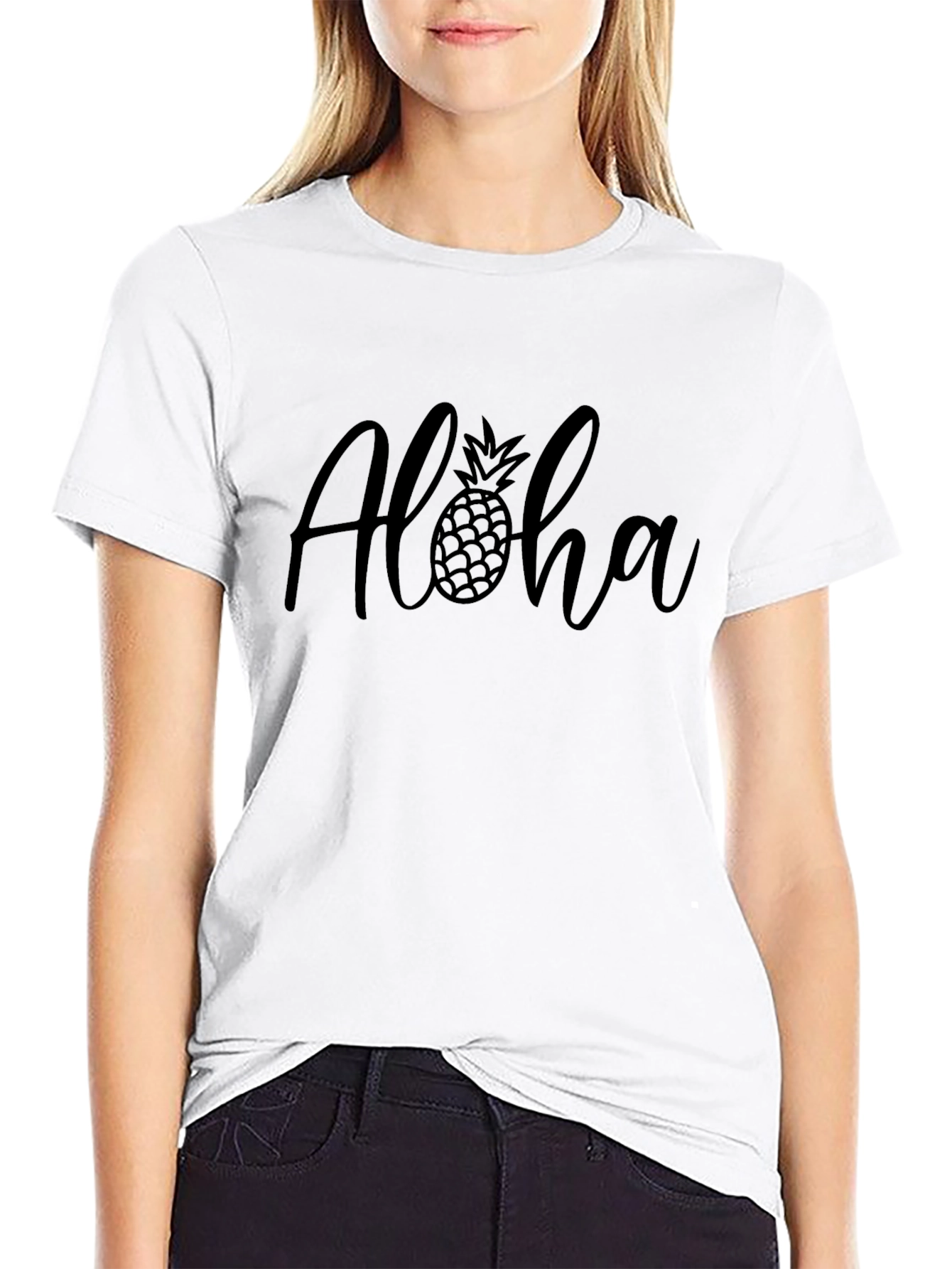Aloha Pineapple Graphic T-Shirt - Black