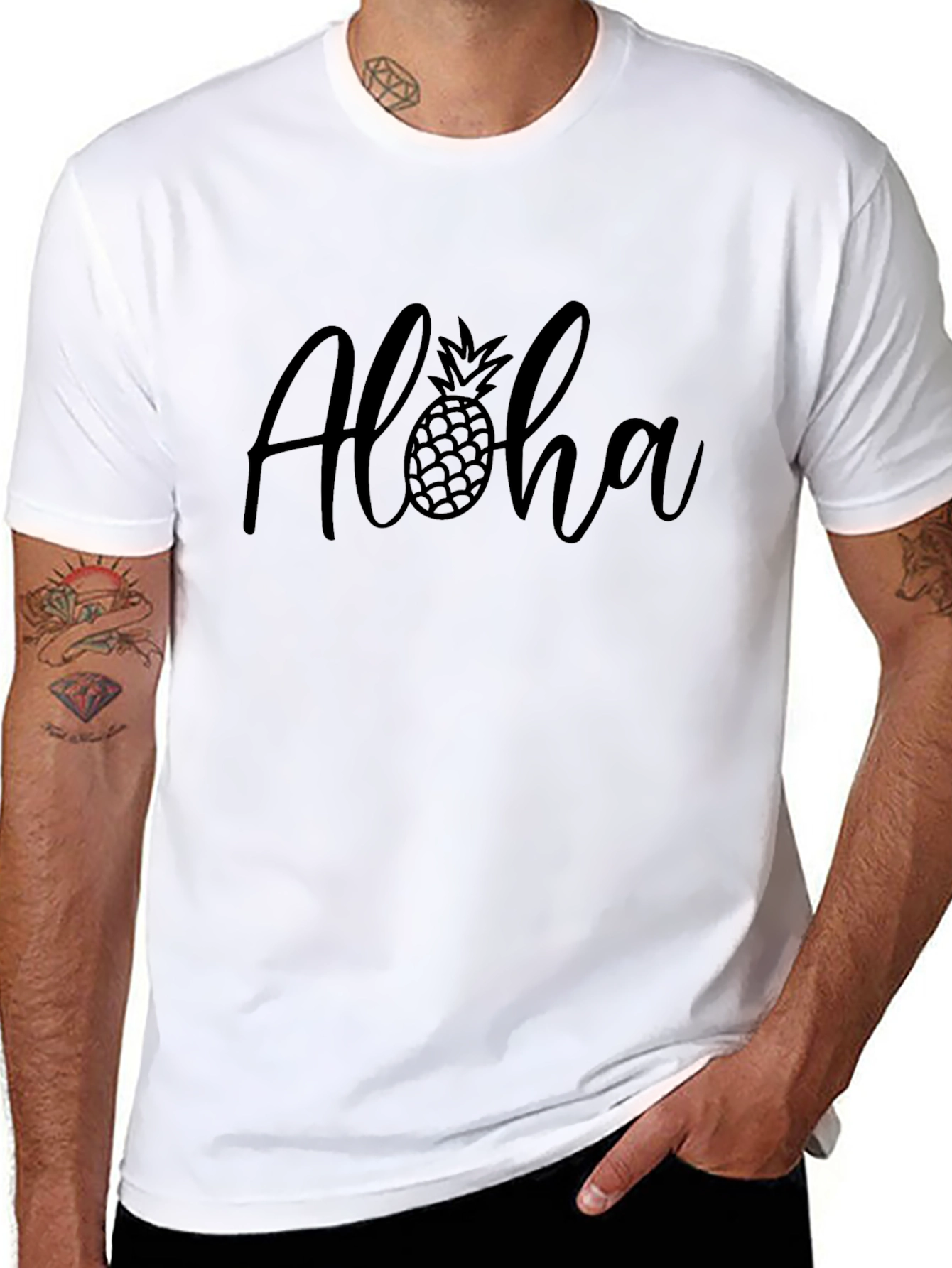 Aloha Pineapple Graphic T-Shirt - Black