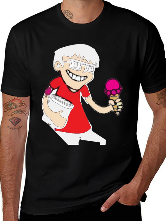 Cartoon Character T-Shirt - Black Cotton Blend