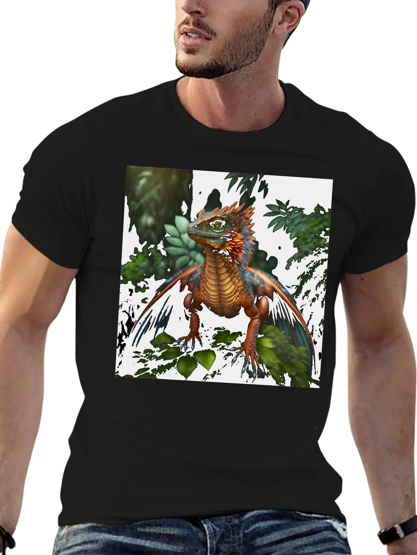 Fantasy Dragon Graphic Tee - Mens Black T-Shirt