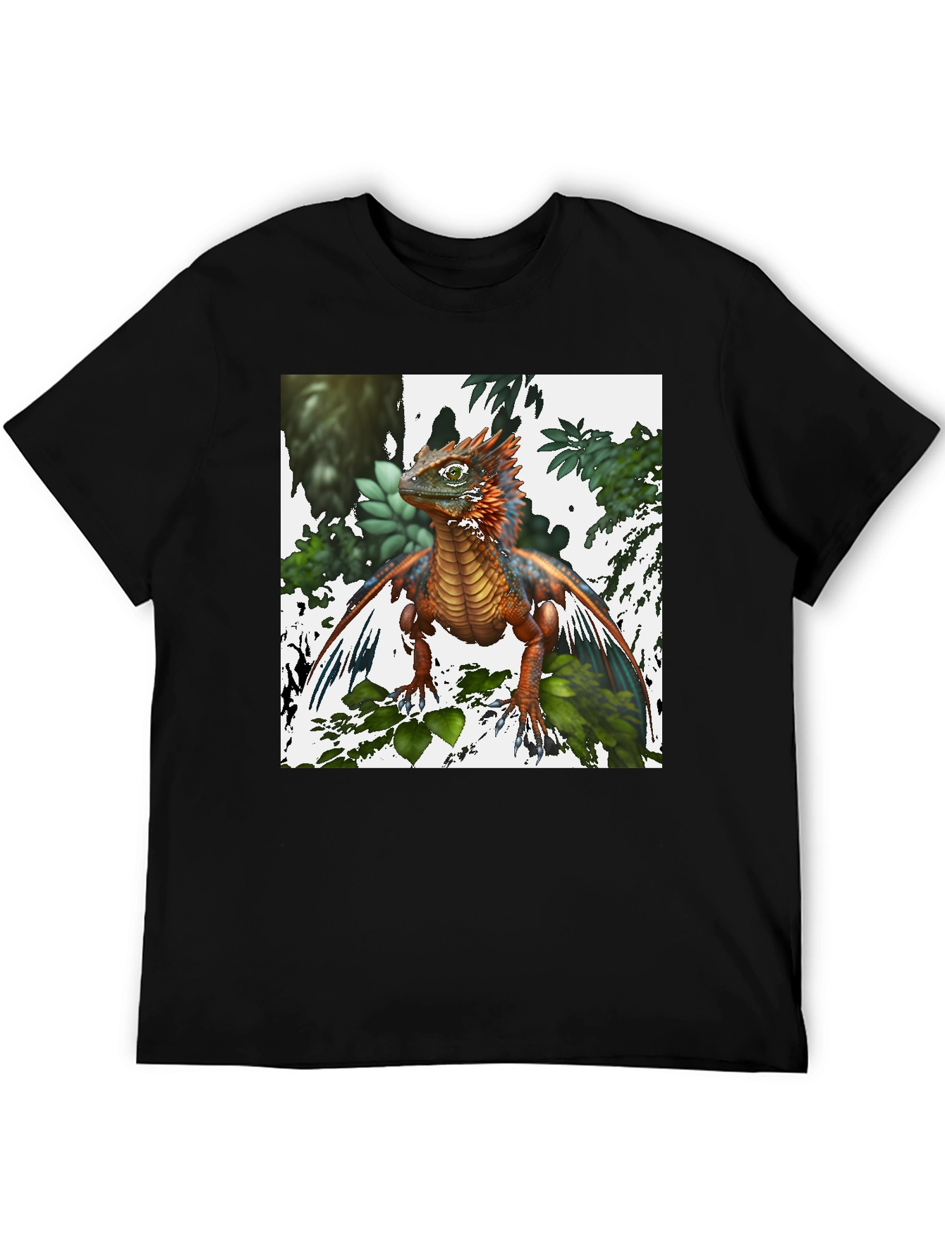 Fantasy Dragon Graphic Tee - Mens Black T-Shirt