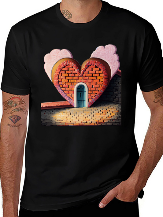 Heart Brick House Graphic Tee - Unique Design