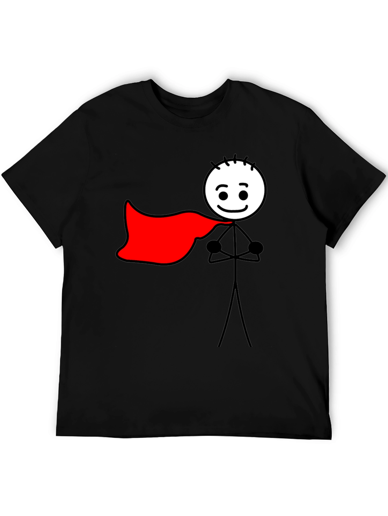 Superhero Stick Figure Black T-Shirt