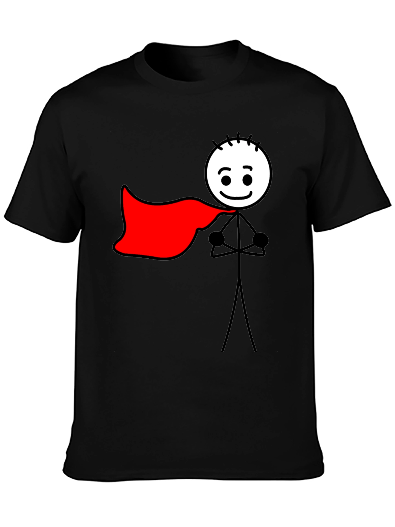Superhero Stick Figure Black T-Shirt