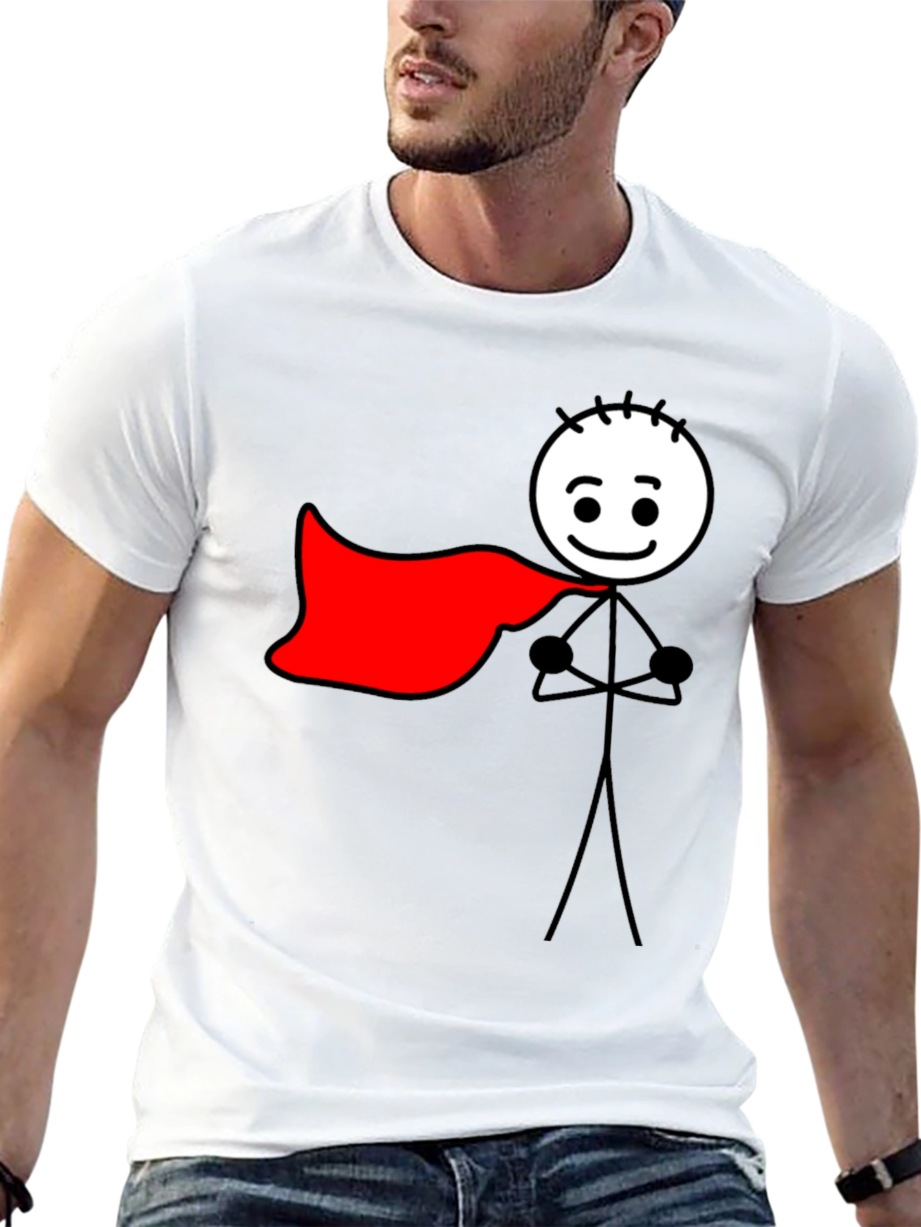 Superhero Stick Figure Black T-Shirt