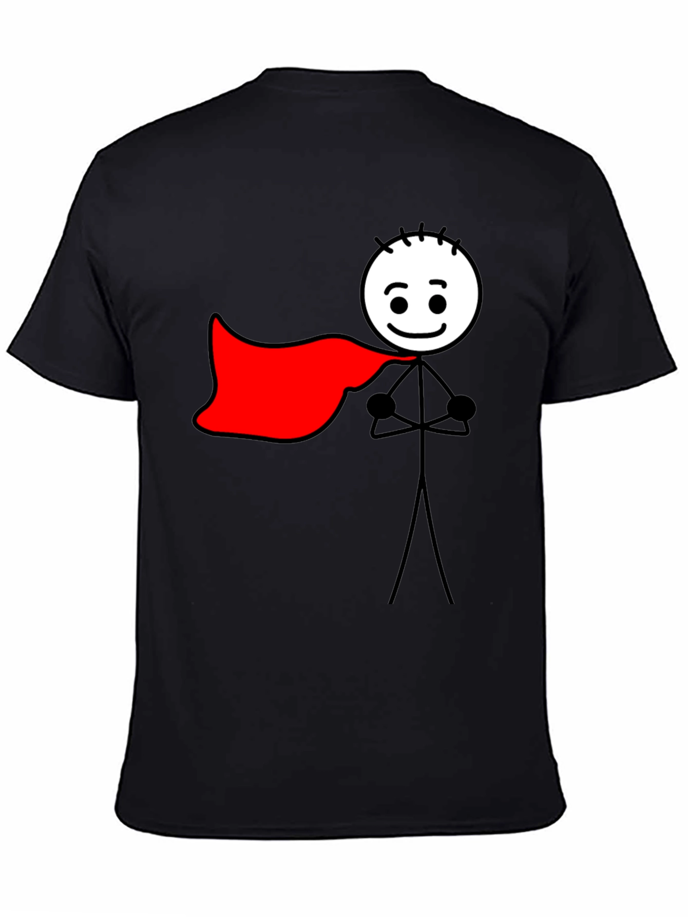 Superhero Stick Figure Black T-Shirt