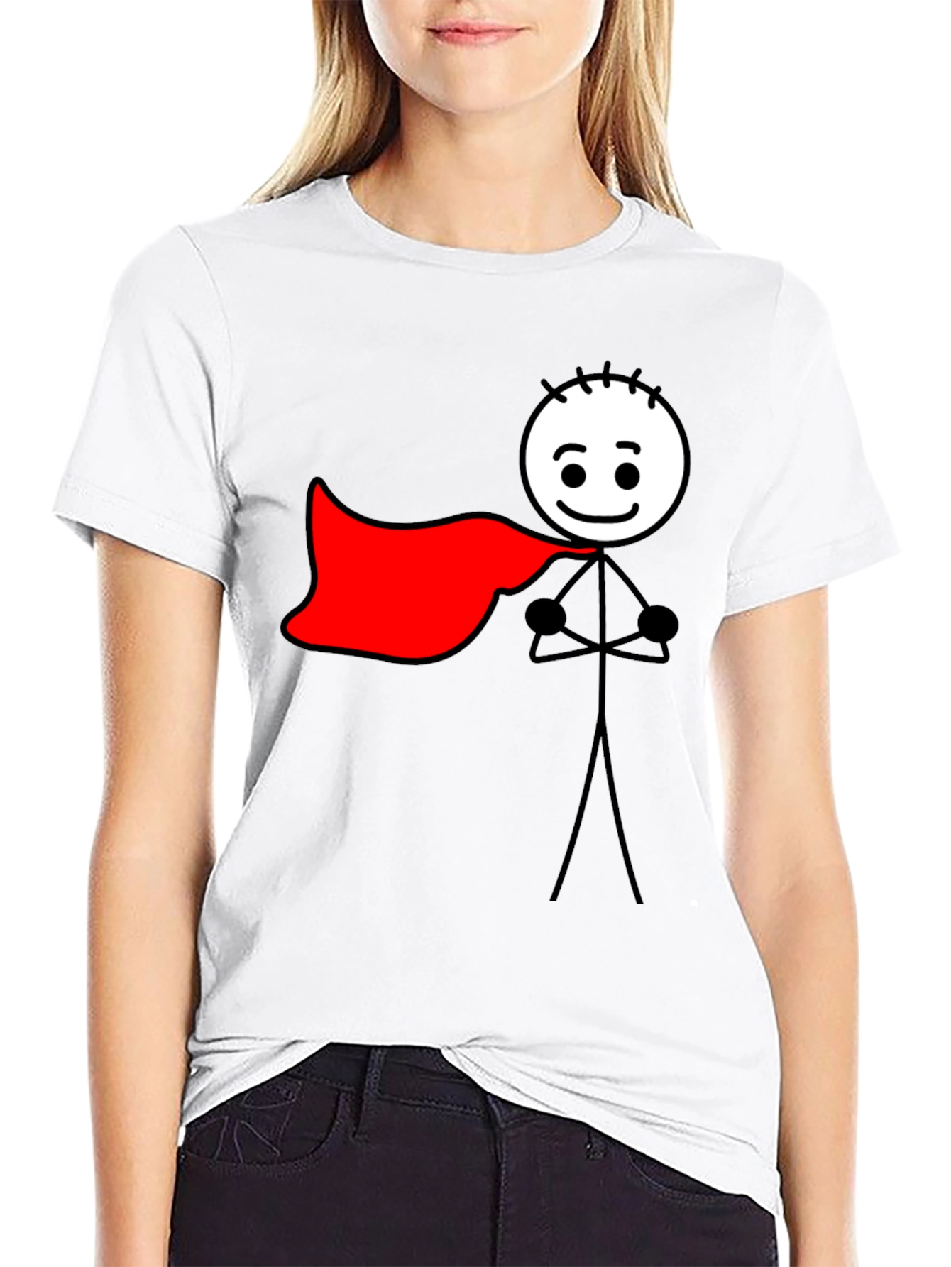 Superhero Stick Figure Black T-Shirt