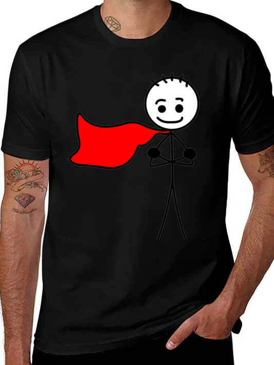 Superhero Stick Figure Black T-Shirt