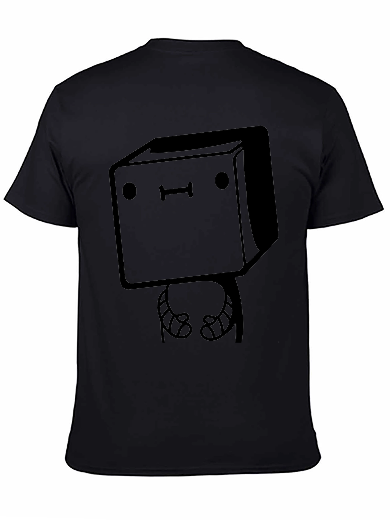 Boxy Character Black T-Shirt - Quirky Graphic Tee