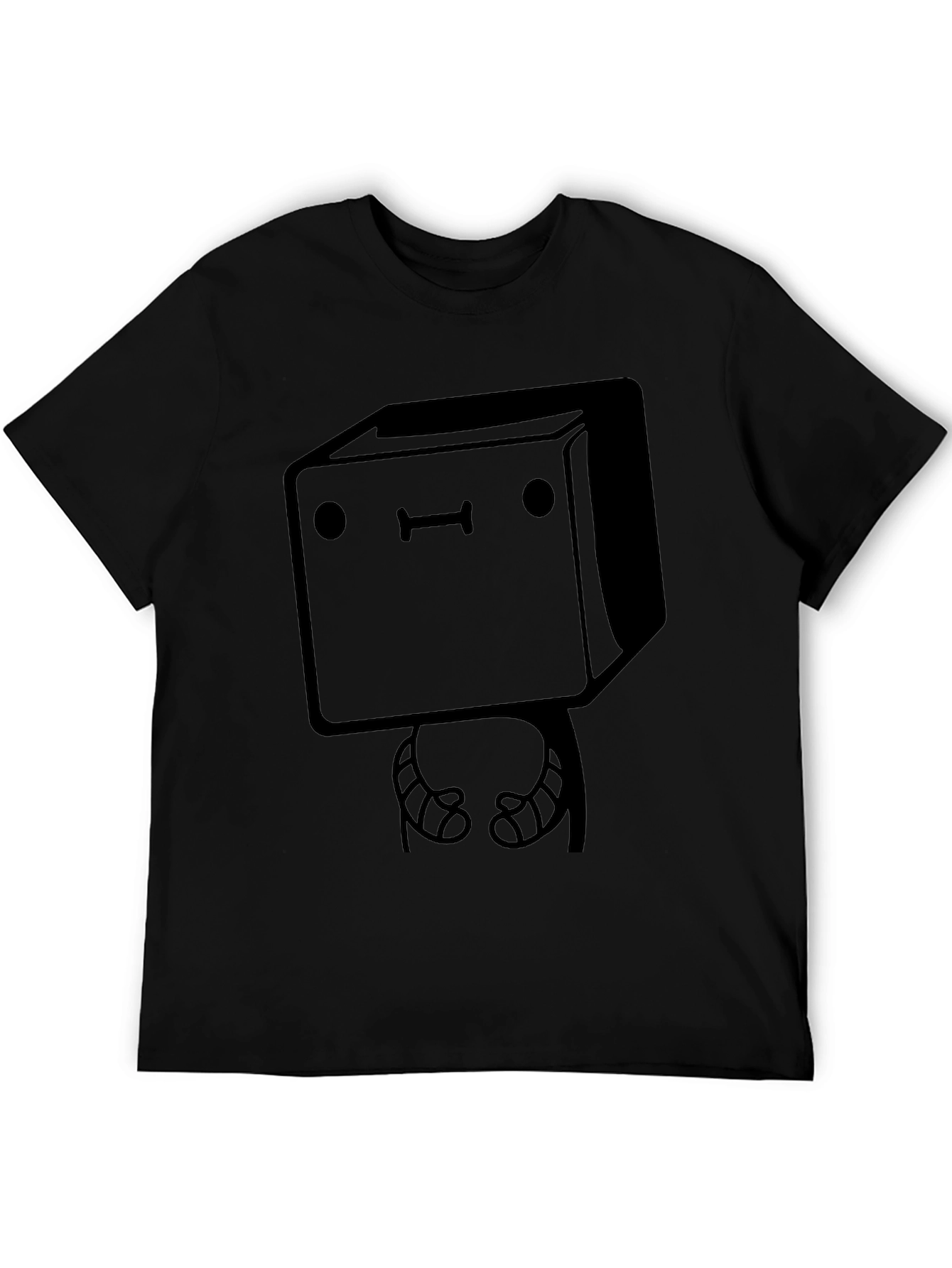 Boxy Character Black T-Shirt - Quirky Graphic Tee