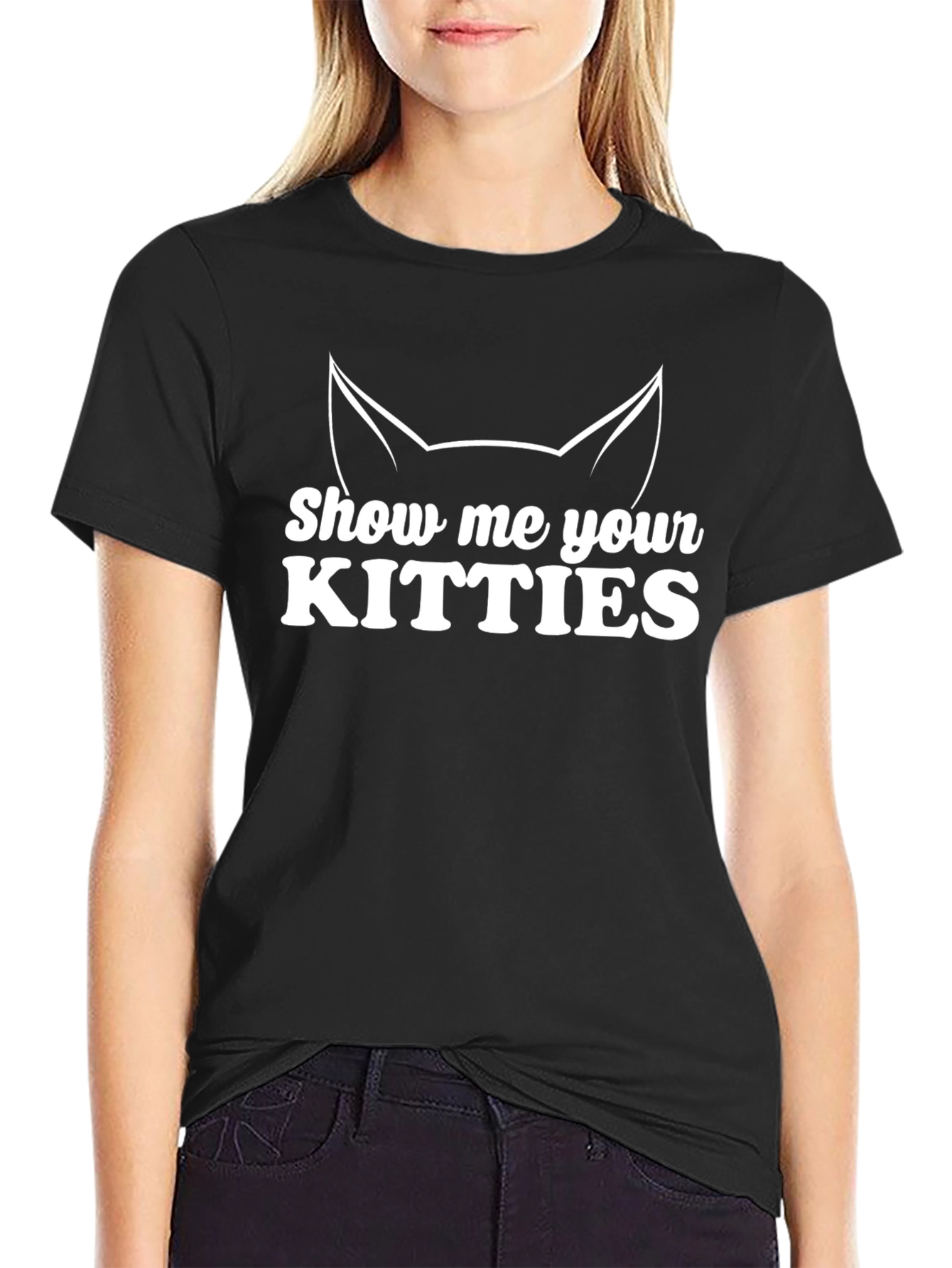 Show Me Your Kitties Cat Ear Graphic T-Shirt