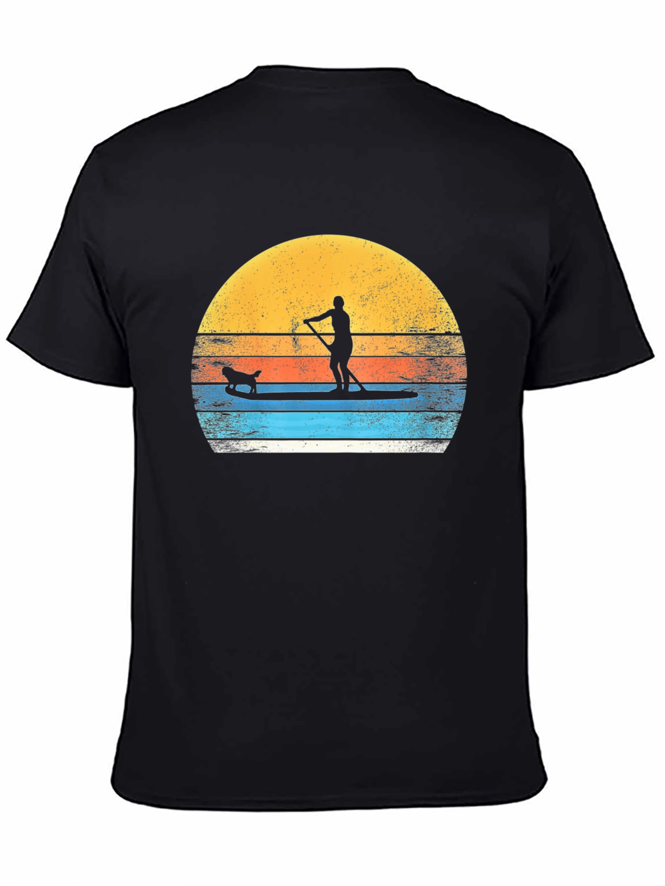Paddle Board Dog T-Shirt Sunset Graphic Tee
