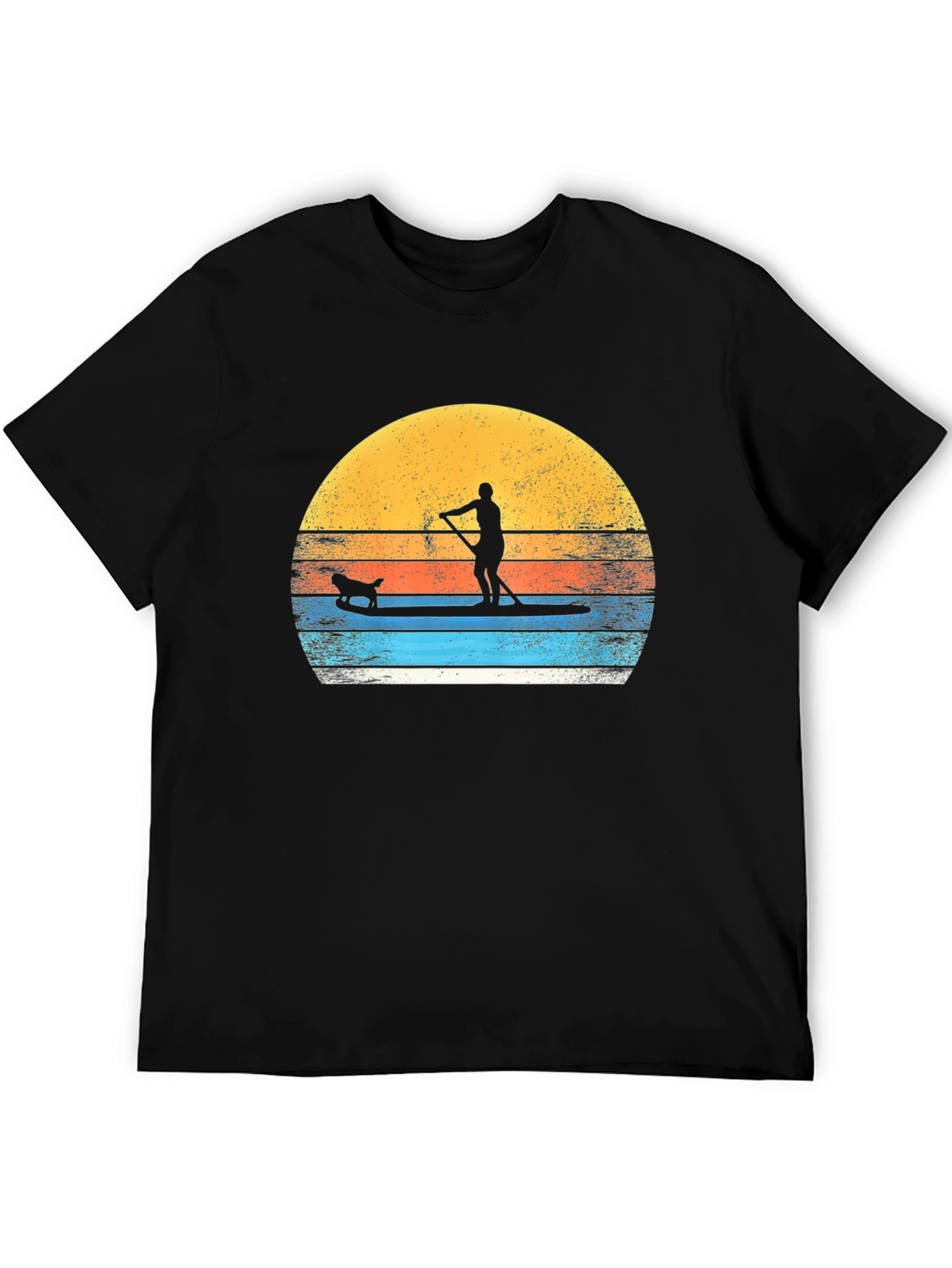 Paddle Board Dog T-Shirt Sunset Graphic Tee