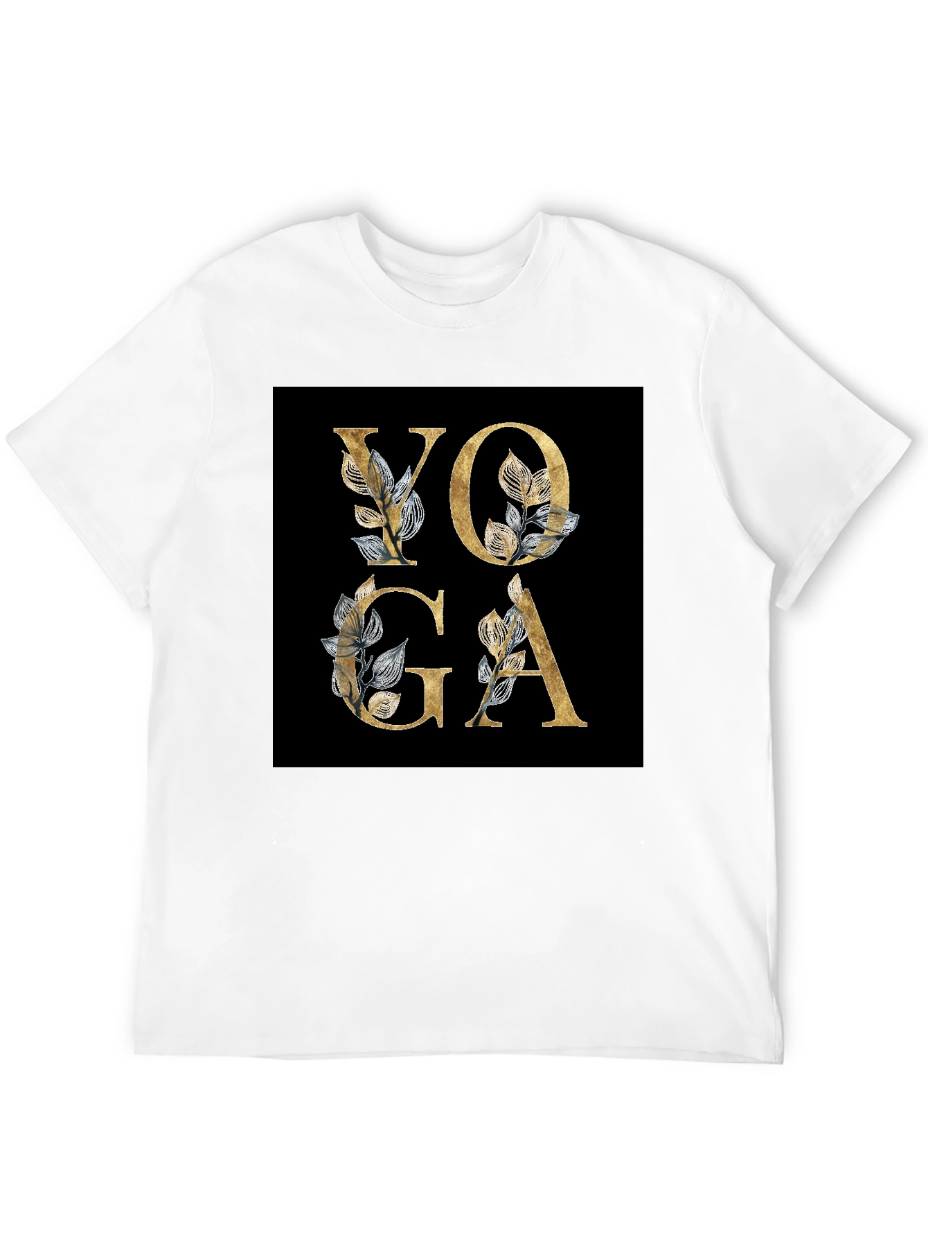 Yoga Floral Design Black T-Shirt