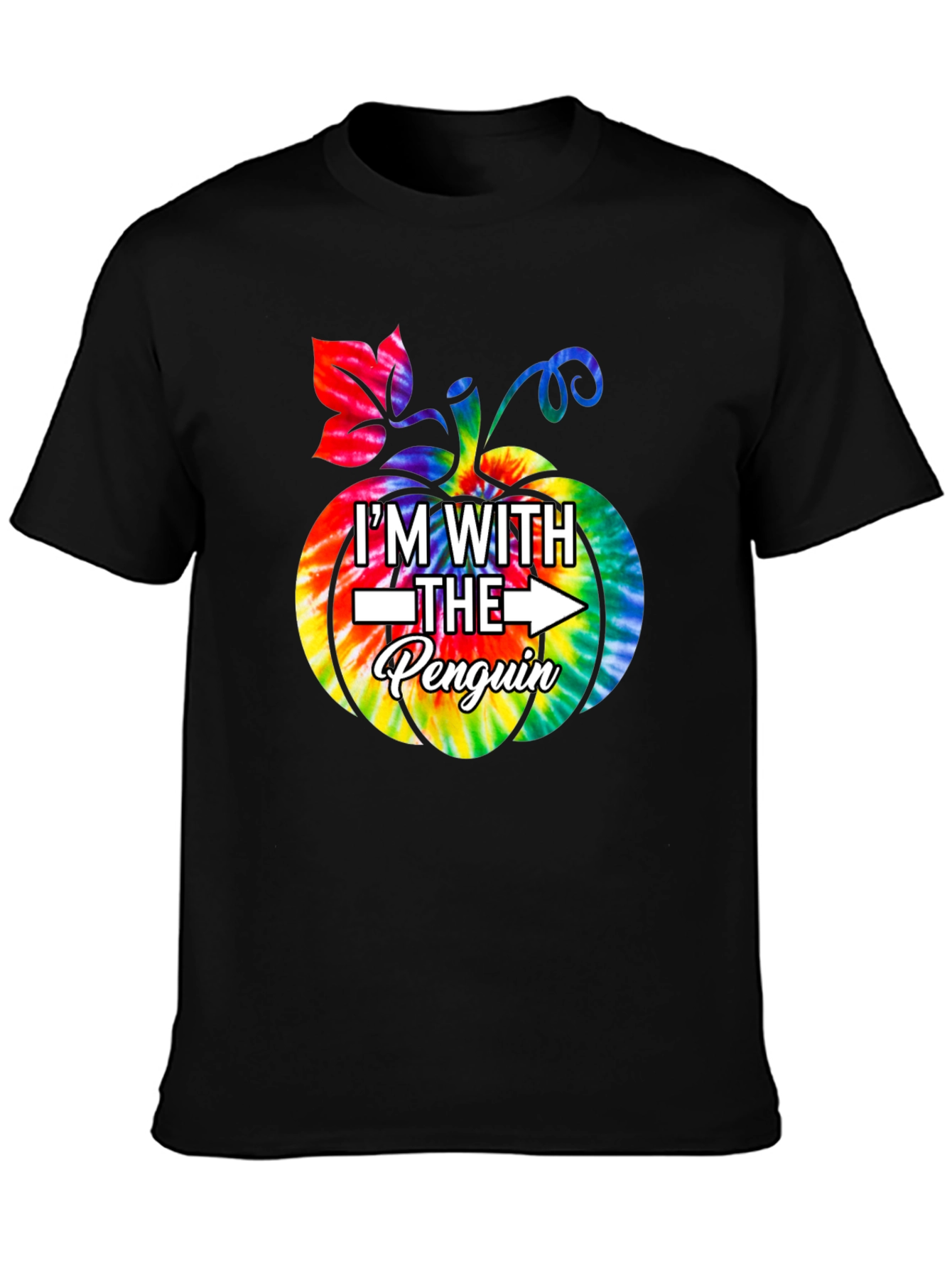 Im With The Penguin Tie-Dye Pumpkin Halloween T-Shirt