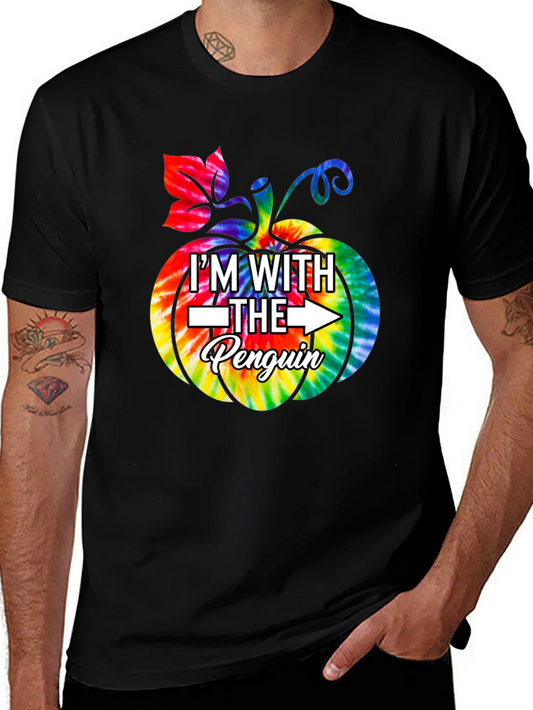 Im With The Penguin Tie-Dye Pumpkin Halloween T-Shirt