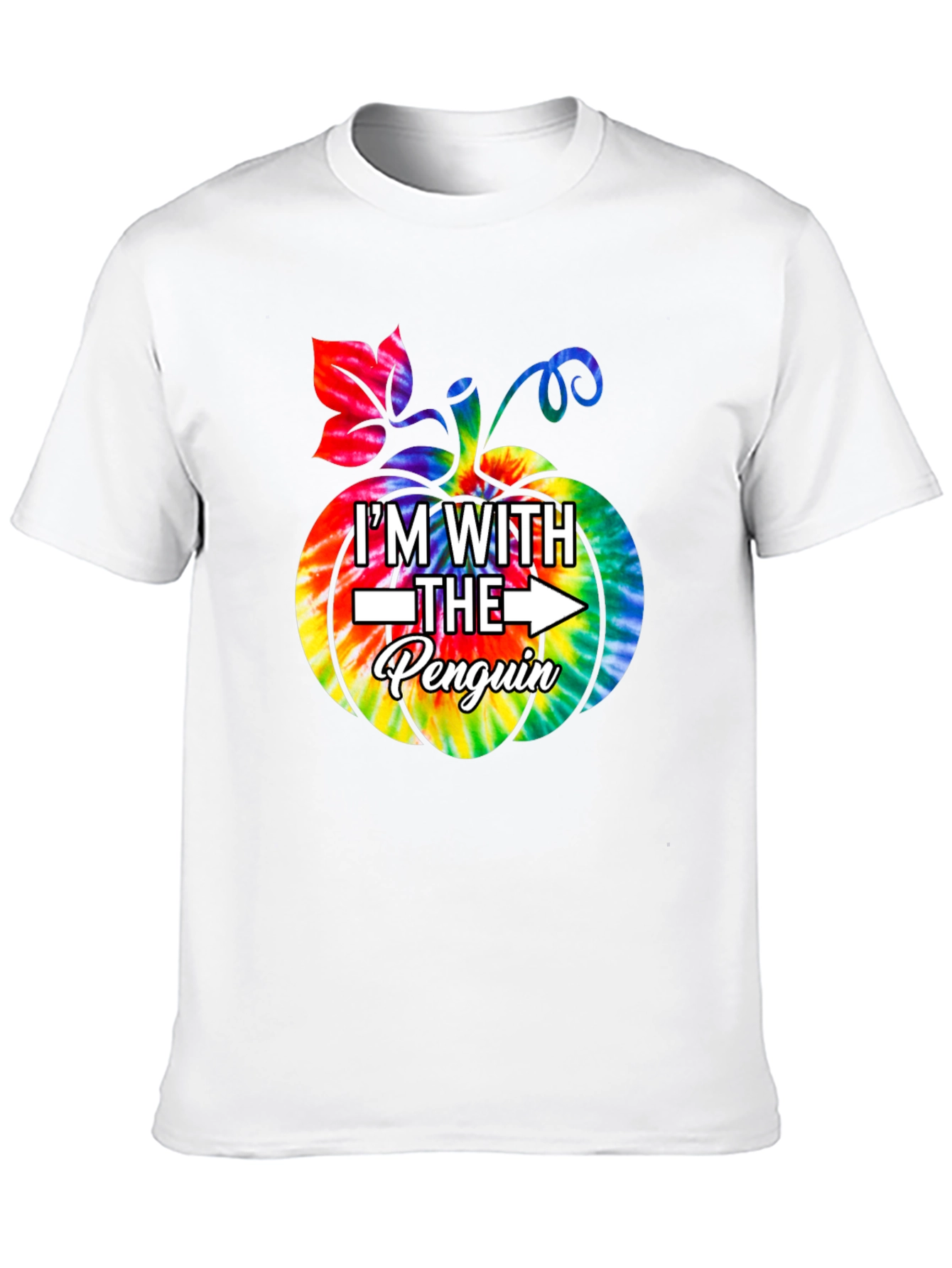 Im With The Penguin Tie-Dye Pumpkin Halloween T-Shirt