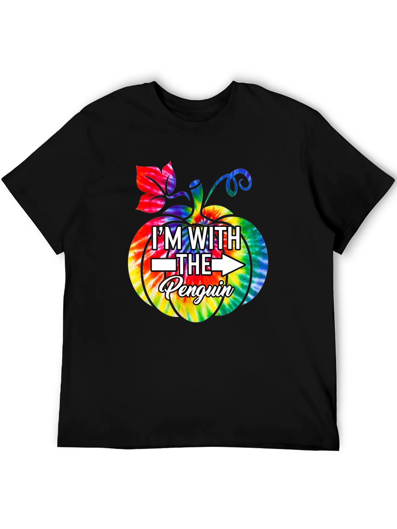 Im With The Penguin Tie-Dye Pumpkin Halloween T-Shirt