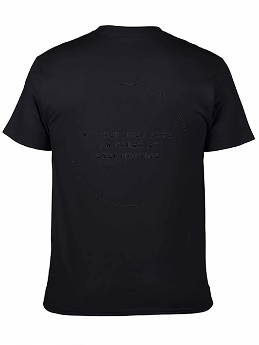 Funny Therapist Overthinking Mens Black T-Shirt