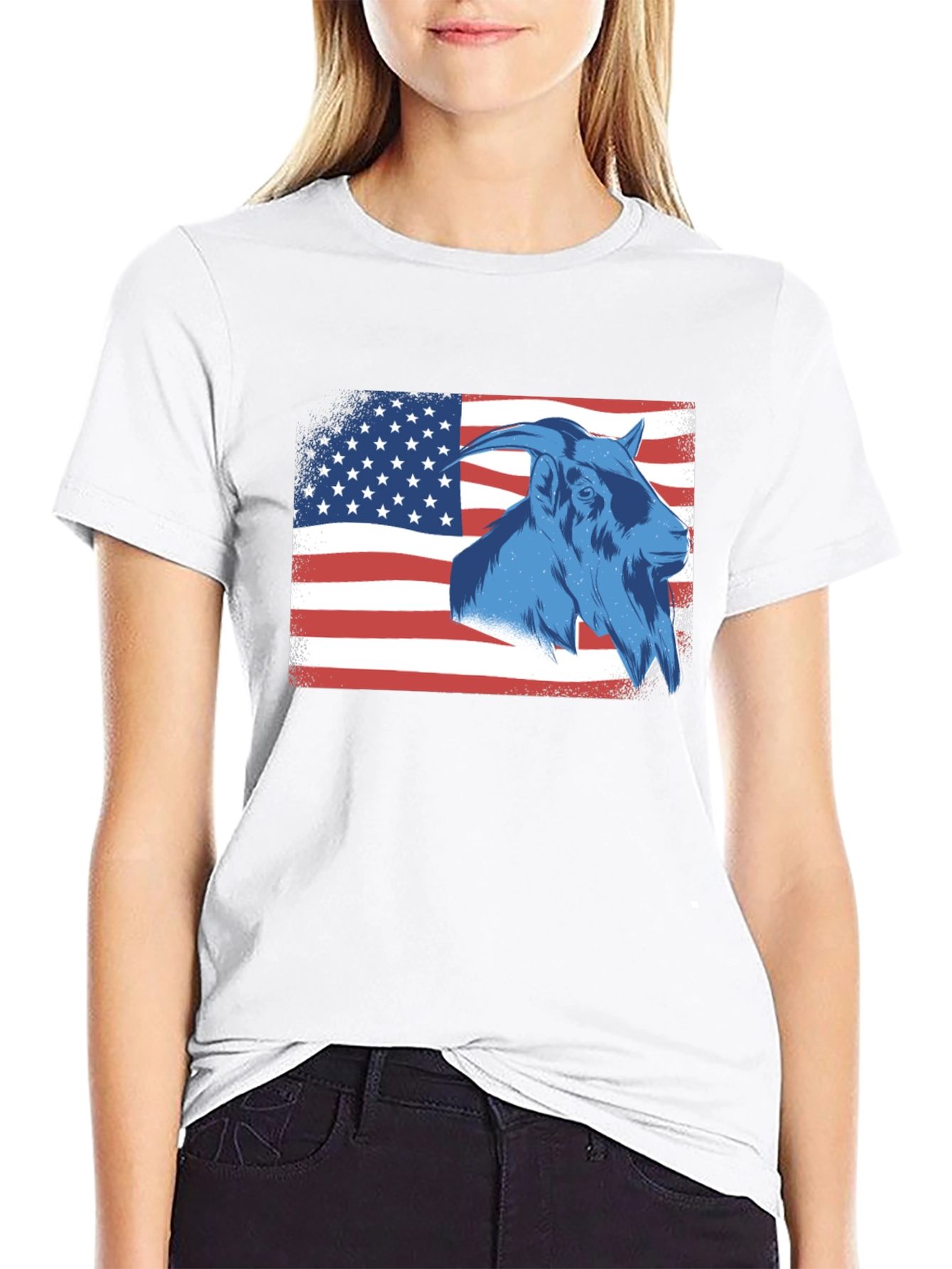 Goat USA Flag T-Shirt - Patriotic Graphic Tee