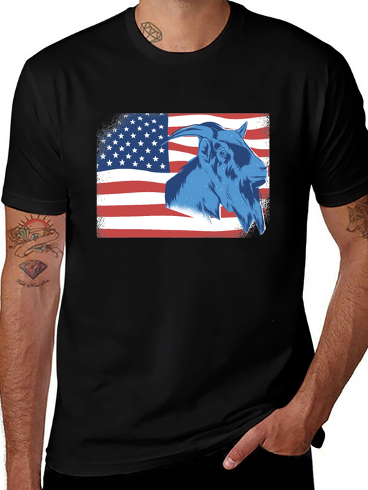 Goat USA Flag T-Shirt - Patriotic Graphic Tee